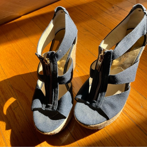 Michael Kors Denim Wedges with Zipper - Picture 1 of 9